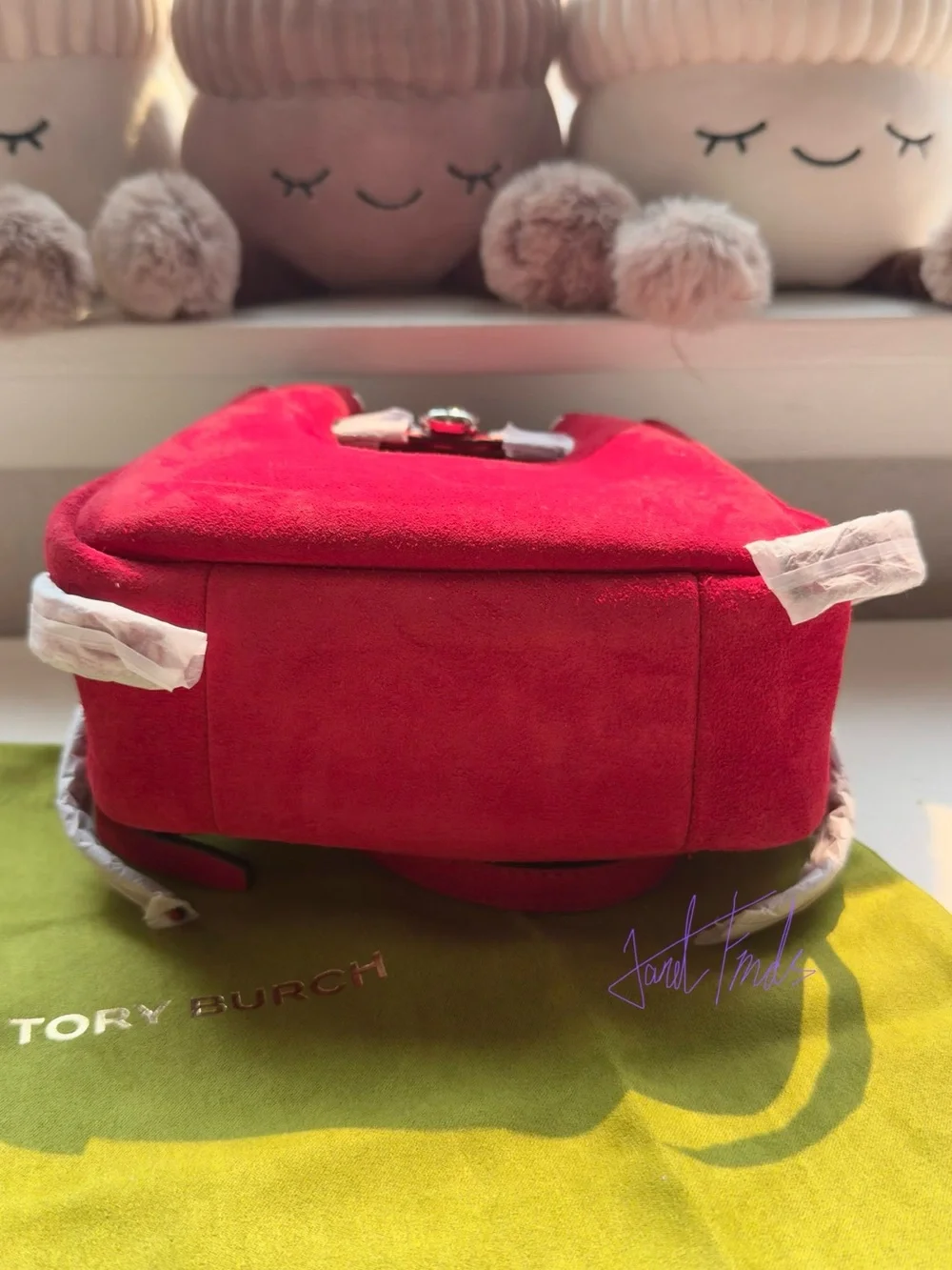 NWT 🍎 Tory Burch Red Mini Romy Suede Bucket Bag